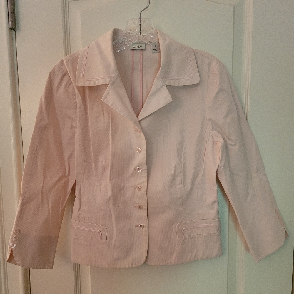 Halogen Light Pink Cotton Blend Blazer